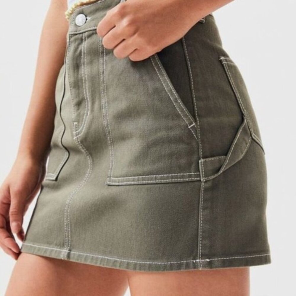 PacSun Olive Green Denim Skirt - Picture 2 of 6